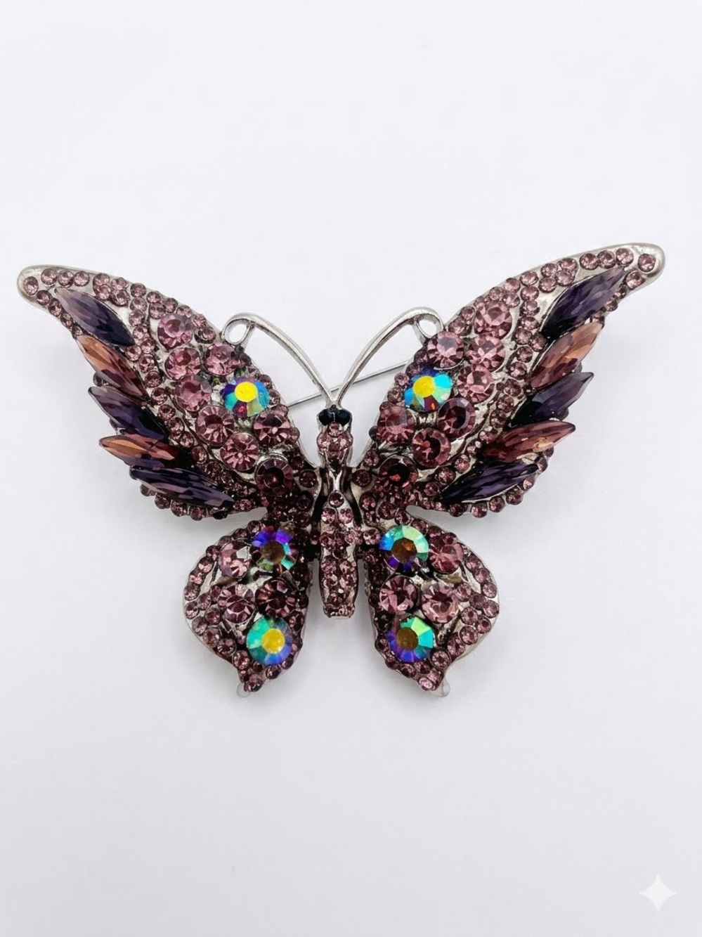 Elegant Purple Crystal Butterfly Brooch - Women's Jewelry